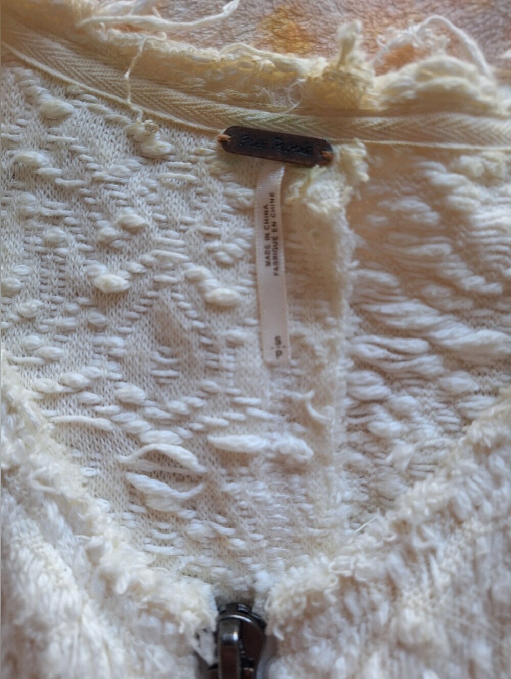 Free People Favorite Crush Textured Zip Up Jacket Ivory Boho Oversized S Rare - Picture 4 of 13
